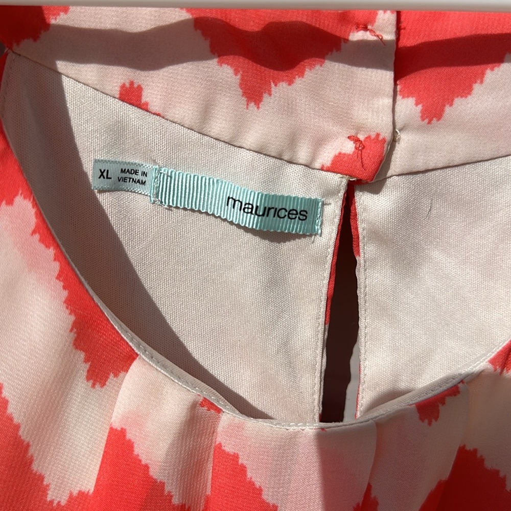 Maurices XL Dressy Round Neck Tank with Orange Chevron - Picture 4 of 5